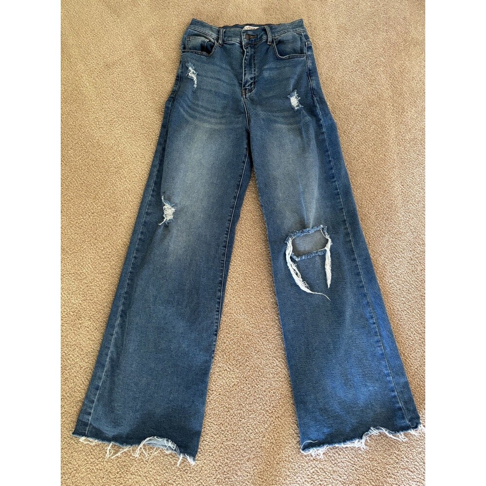 Vibrant M.I.U. Wide-Leg Distressed Jeans Sz 9